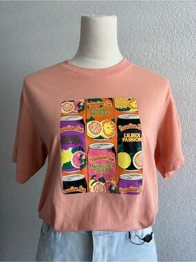 Uniqlo Hawaiian Sun Collaboration Limited Edition Peach Graphic Print Tee Shirt